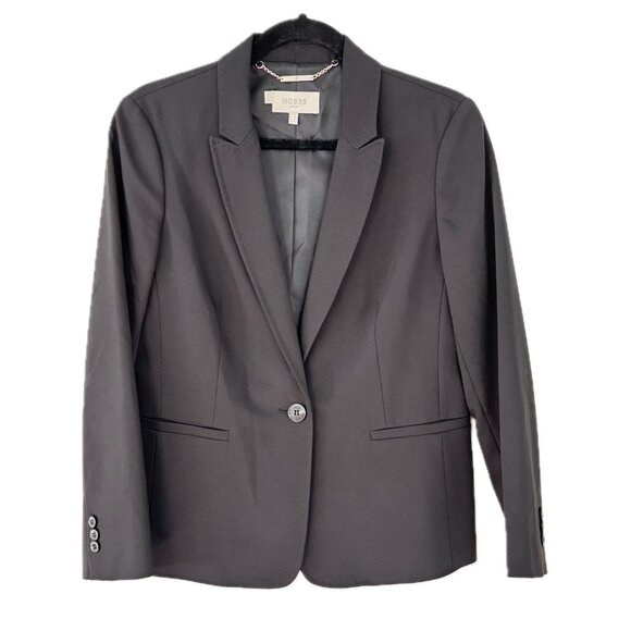 Hobbs London Women's Blazer Classic Charcoal Jack Pockets Lined US Size 8 EUC - Picture 12 of 12